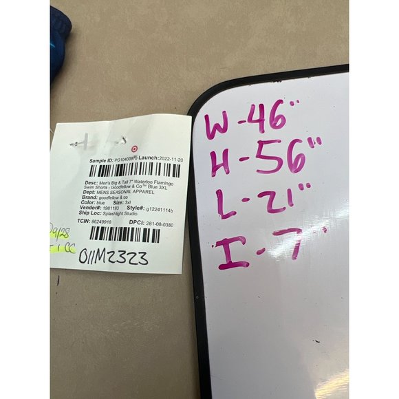 Men's Big & Tall 7" Waterloo Flamingo Swim Shorts Goodfellow & Co Blue 3XL - Picture 7 of 10